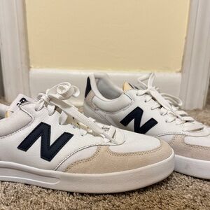 New Balance White and Navy Sneakers
